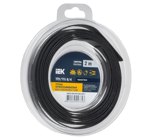 Трубка термоусадочная ТТУ нг-LS 8/4 черная (2м/упак) IEK