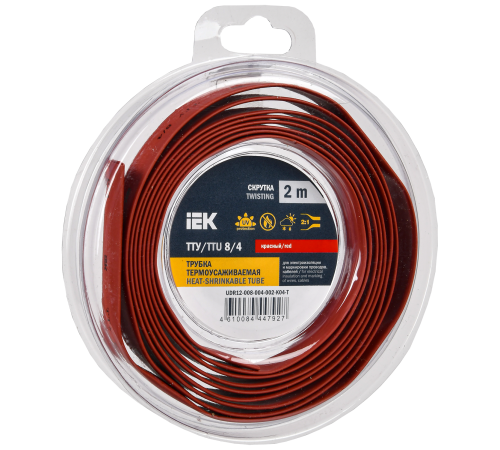 Трубка термоусадочная ТТУ нг-LS 8/4 красная (2м/упак) IEK