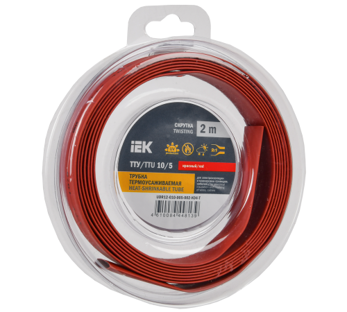 Трубка термоусадочная ТТУ нг-LS 10/5 красная (2м/упак) IEK