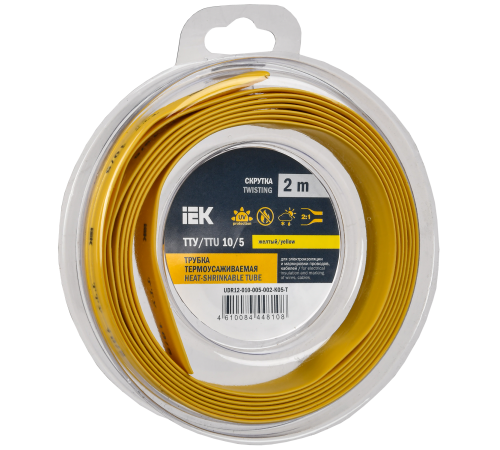 Трубка термоусадочная ТТУ нг-LS 10/5 желтая (2м/упак) IEK