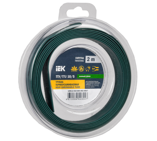 Трубка термоусадочная ТТУ нг-LS 10/5 зеленая (2м/упак) IEK