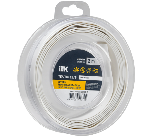 Трубка термоусадочная ТТУ нг-LS 12/6 белая (2м/упак) IEK