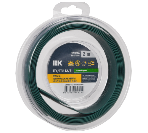 Трубка термоусадочная ТТУ нг-LS 12/6 зеленая (2м/упак) IEK