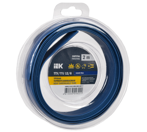 Трубка термоусадочная ТТУ нг-LS 12/6 синяя (2м/упак) IEK