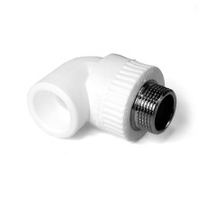 Угольник 32x1'НР комбинированный, полипропиленовый, белый