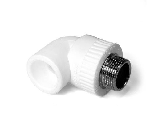 Угольник 20x1/2'НР комбинированный, полипропиленовый, белый