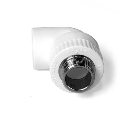 Угольник 20x1/2'НР комбинированный, полипропиленовый, белый