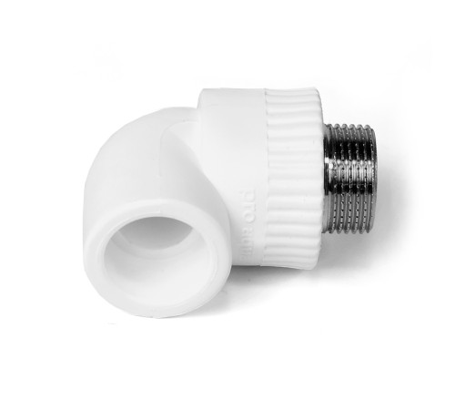 Угольник 20x1/2'НР комбинированный, полипропиленовый, белый