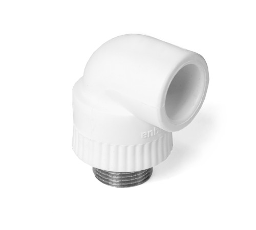 Угольник 20x1/2'НР комбинированный, полипропиленовый, белый