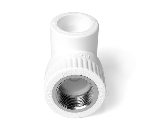 Угольник 20x1/2'ВР комбинированный, полипропиленовый, белый