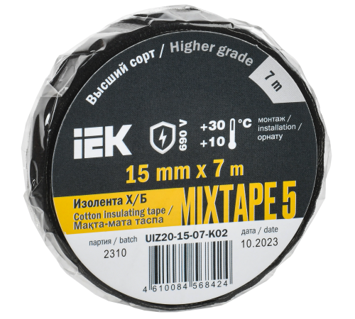 MIXTAPE 5 Изолента Х/Б 15мм 7м IEK MIXTAPE 5 Изолента Х/Б 15мм 7м IEK