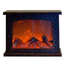 Фонарь светодиодный Камин на батарейках 3АА (не в/к) ULD-L2821-005/DNB/RED BROWN FIREPLACE 28х21см 5 светодиодов Эффект пламени Корпус коричневый