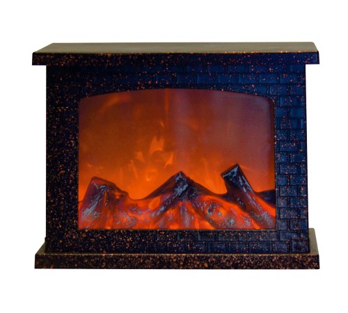 Фонарь светодиодный Камин на батарейках 3АА (не в/к) ULD-L2821-005/DNB/RED BROWN FIREPLACE 28х21см 5 светодиодов Эффект пламени Корпус коричневый