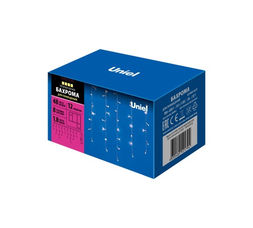 Бахрома светодиодная с контроллером 1,8 м 48 светодиодов Теплый белый свет Провод прозрачный ULD-B1805-048/DTA WARM WHITE IP20