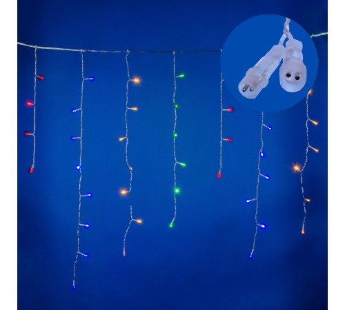 Бахрома светодиодная с эффектом мерцания 2м Соединяемая 100 светодиодов Разноцветный свет Провод прозрачный ULD-B2007-100/TTK MULTI IP44