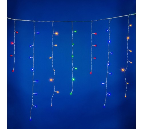 Бахрома светодиодная с эффектом мерцания 2м Соединяемая 100 светодиодов Разноцветный свет Провод прозрачный ULD-B2007-100/TTK MULTI IP44