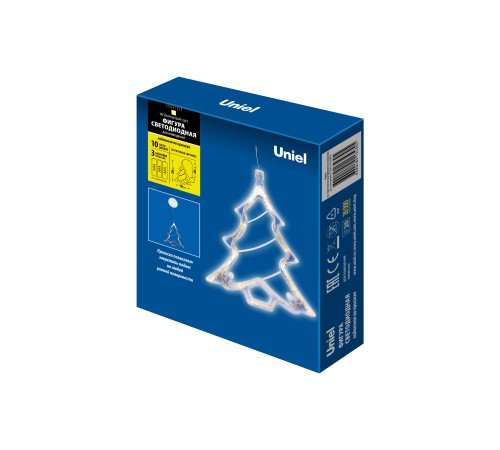 Фигура светодиодная Ёлочка на батарейках 3AAA (не в/к) 18х19см Подвесная 10 светодиодов Теплый Провод прозрачный