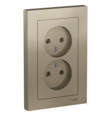 Systeme electric ATN000520 ATLASDESIGN РОЗЕТКА двойная без заземления,16А, в сборе, ШАМПАНЬ