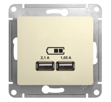 Розетка GLOSSA USB 5В/2100мА 2х5В/1050мА механизм бежевый