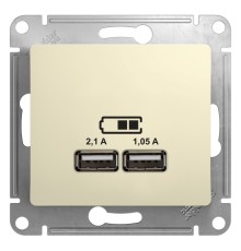 Розетка GLOSSA USB 5В/2100мА 2х5В/1050мА механизм бежевый