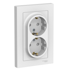 Systeme electric ATN000126 ATLASDESIGN РОЗЕТКА двойная с заземлением со шторками, 16А, в сборе, БЕЛЫЙ