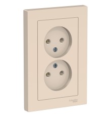 Systeme electric ATN000220 ATLASDESIGN РОЗЕТКА двойная без заземления,16А, в сборе, БЕЖЕВЫЙ