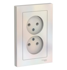 Systeme electric ATN000420 ATLASDESIGN РОЗЕТКА двойная без заземления,16А, в сборе, ЖЕМЧУГ