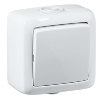 Выключатель одноклавишный наружный белый IP44 16А