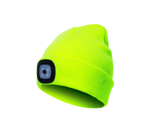 Шапка с фонарем желтая, универсальный  размер. Съемный фонарь, 3 уровня яркости