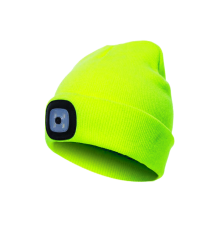 Шапка с фонарем желтая, универсальный  размер. Съемный фонарь, 3 уровня яркости