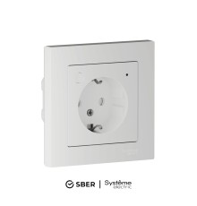ATLASDESIGN SMART РОЗЕТКА с заземл., со шт., Zigbee, L+N, 16А, мех., БЕЛЫЙ
