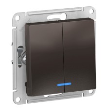 Systeme electric ATN000653 ATLASDESIGN 2-клавишный ВЫКЛЮЧАТЕЛЬ с подсветкой, сх.5а, 10АХ, механизм, МОККО