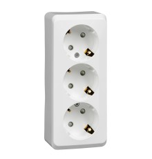 Systeme electric PA16-012B ЭТЮД O/У тройная РОЗЕТКА с заземлением со шторками 16А 250B, БЕЛЫЙ, Россия