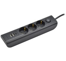 Iek WYP12-16-03-02-ZKU-K02 MODERN Удлинитель У03В с/з 2м 3х1мм2 16А/250В USB х3 черный