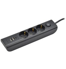 Iek WYP12-16-03-02-ZKU-K02 MODERN Удлинитель У03В с/з 2м 3х1мм2 16А/250В USB х3 черный