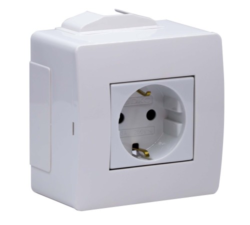 Dkc 10482 Коробка в сборе с силовой розеткой, белая