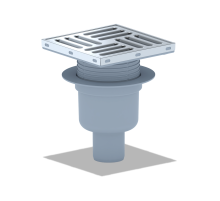 Трап вертикальный выпуск 50 нержавеющая решетка 15х15см регулируемый с сухим затвором