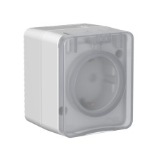 AtlasDesign PROFI IP54 открытой установки розетка с заземлением со шторками 16А 250В, серый