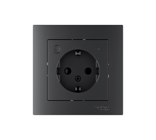 ATLASDESIGN SMART РОЗЕТКА с заземл., со шт., Zigbee, L+N, 16А, мех., КАРБОН