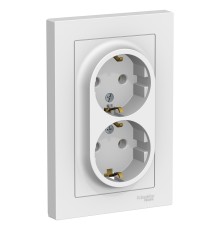 Systeme electric ATN000124 ATLASDESIGN РОЗЕТКА двойная с заземлением, 16А, в сборе, БЕЛЫЙ