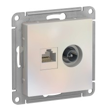 Розетка ATLASDESIGN двойная компьютерная+ТВ RJ45+TV категория 5E механизм жемчуг