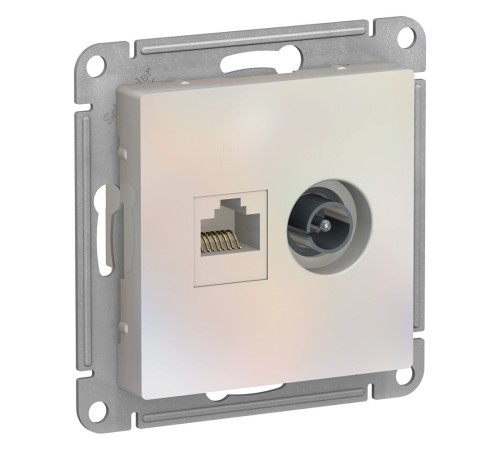 Розетка ATLASDESIGN двойная компьютерная+ТВ RJ45+TV категория 5E механизм жемчуг