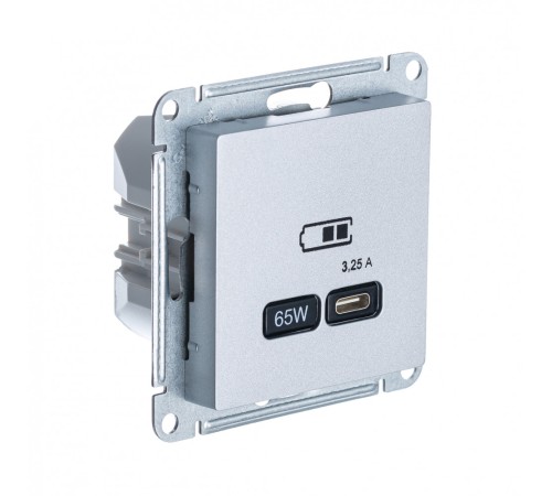 ATLASDESIGN USB РОЗЕТКА тип-C 65W высокоскор.заряд. QC, PD, механизм, АЛЮМИНИЙ