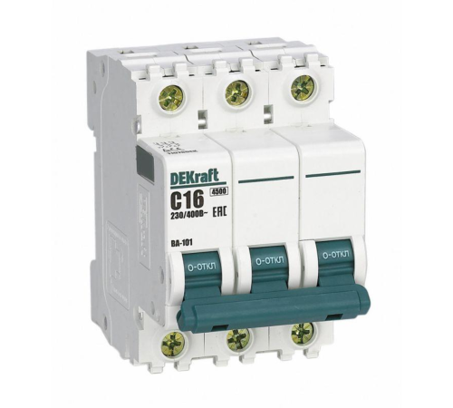 Выключатель автоматический модульный 3п C 16А 4.5кА ВА-101 DEKraft 11078DEK