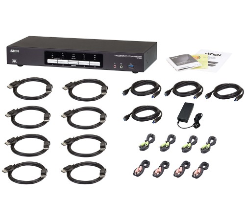 4-портовый переключатель USB 2.0 Mini DisplayPort Dual View, 2 портовый концентратор USB 2.0, поддержка двух дисплеев, USB порт для быстрой закрядки, разрешение 4K/ATEN ATEN CS1944DP