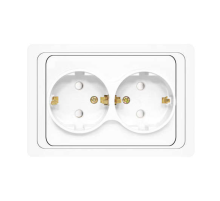Розетка 2-м СП Валери 16А IP20 с заземл. защ. шторки бел. UNIVersal В0128x