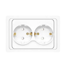 Розетка 2-м СП Валери 16А IP20 с заземл. защ. шторки бел. UNIVersal В0128x