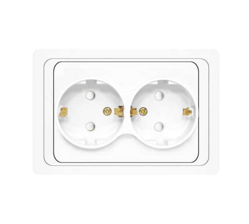 Розетка 2-м СП Валери 16А IP20 с заземл. защ. шторки бел. UNIVersal В0128x
