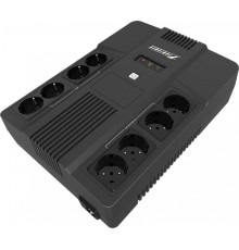 ИБП POWERMAN Brick 1000, линейно-интерактивный, 1000ВА, 600Вт, 4 евророзетки с резервным питанием, 4 евророзетки с фильтрацией, батарея 12В 9Ач 1 шт., 309мм х 202мм х 93мм, 5.6 кг. Powerman BRICK 100