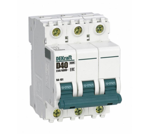 Выключатель автоматический модульный 3п D 40А 4.5кА ВА-101 DEKraft 11130DEK